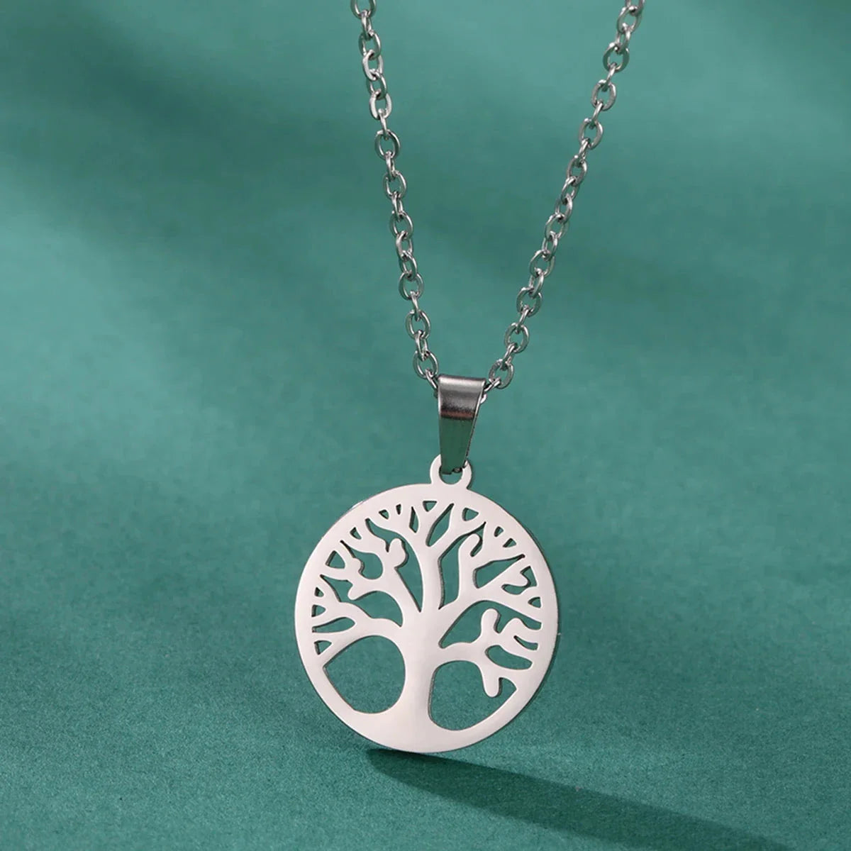 Collier avec Pendentif Rond Arbre de Vie Homme ou Femme argent