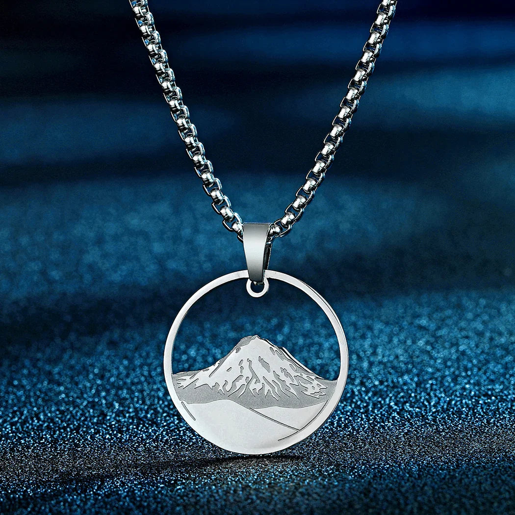 Collier avec Pendentif Rond Montagne argent