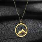 Collier avec Pendentif Rond Montagne et Graine or