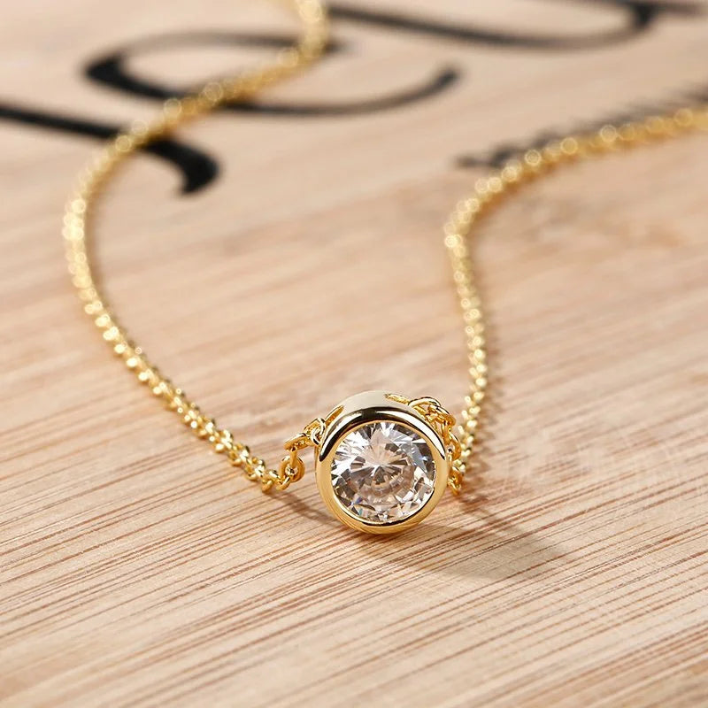 Halsband med runt födelsestenshänge för dam 