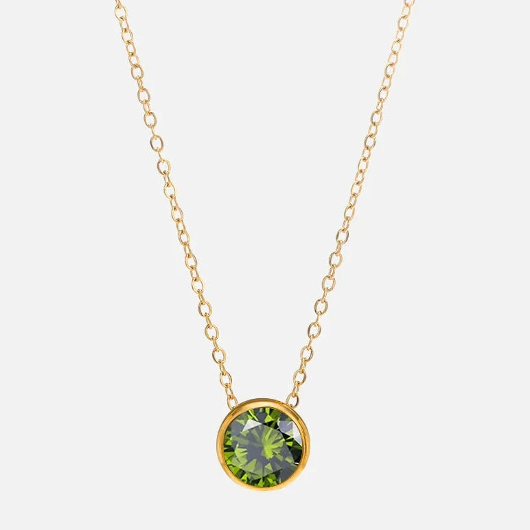Halsband med runt födelsestenshänge för dam 