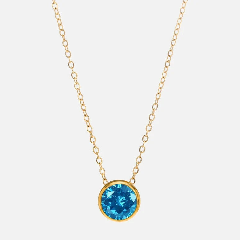 Halsband med runt födelsestenshänge för dam 