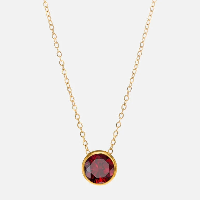 Halsband med runt födelsestenshänge för dam 