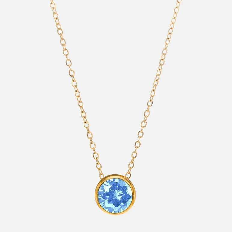 Halsband med runt födelsestenshänge för dam 