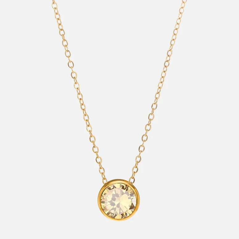 Halsband med runt födelsestenshänge för dam 