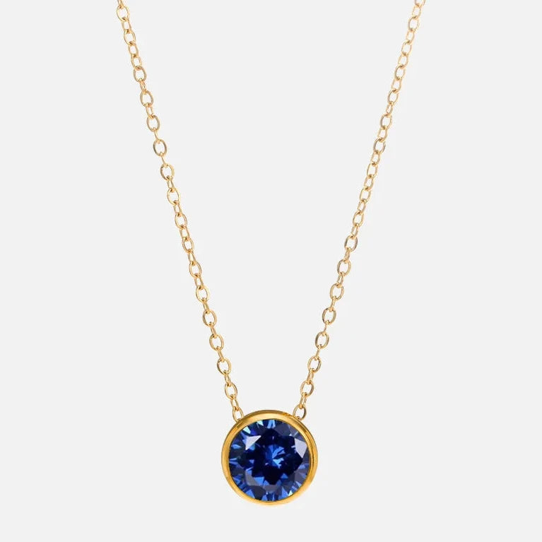 Halsband med runt födelsestenshänge för dam 