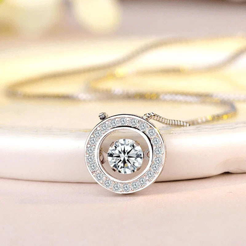 Collier avec Pendentif Rotatif Anti-stress en Zircon
