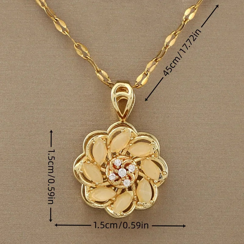 Collier avec Pendentif Rotatif Fleur Anti-Stress