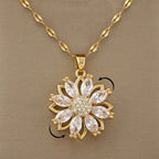 Halskæde med roterende blomst vedhæng mod stress til kvinder