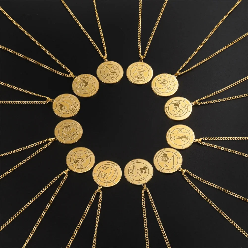 Collier avec Pendentif Signe du Zodiaque Astrologique Homme ou Femme