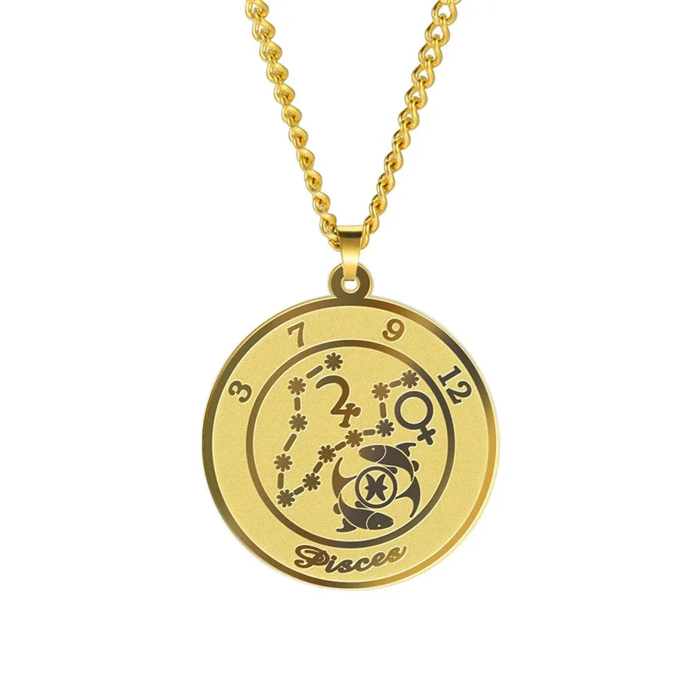 Collier avec Pendentif Signe du Zodiaque Astrologique Homme ou Femme