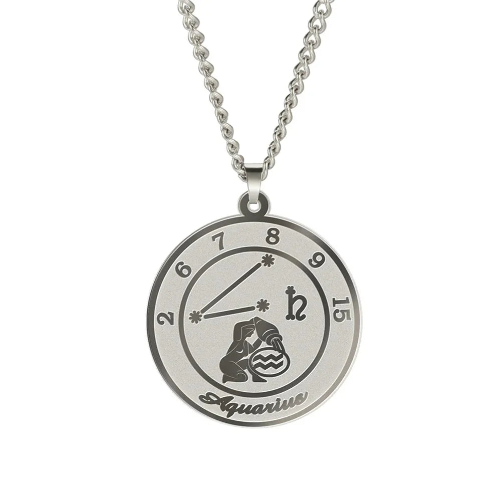 Collier avec Pendentif Signe du Zodiaque Astrologique Homme ou Femme