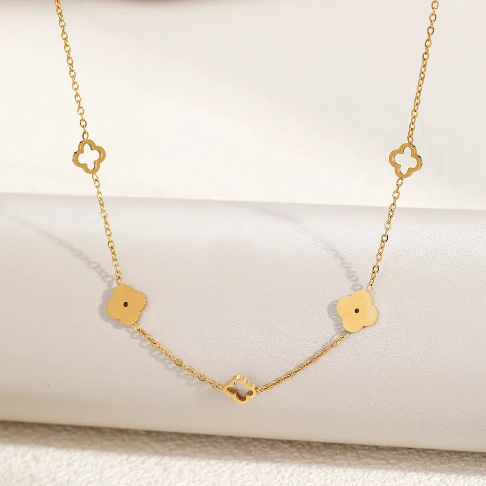 Collier avec Pendentif Trèfle à 4 Feuilles or