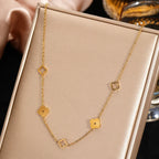 Náhrdelník s přívěskem čtyřlístku zlatý