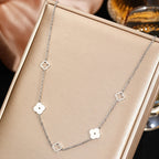 Náhrdelník s přívěskem čtyřlístku stříbrný