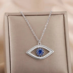 Náhrdelník s přívěskem zirkonu proti zlému oku modrý turecký stříbrný