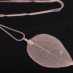 Bohemsk Halskjede med Blad Anheng i roségull