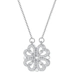 Halskæde Hjerte Firkløver med 4 Blade Held og Lykke Vedhæng i Sølv