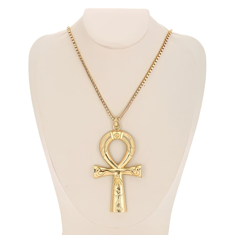 Egyptisk Kors Halskæde i Guld 