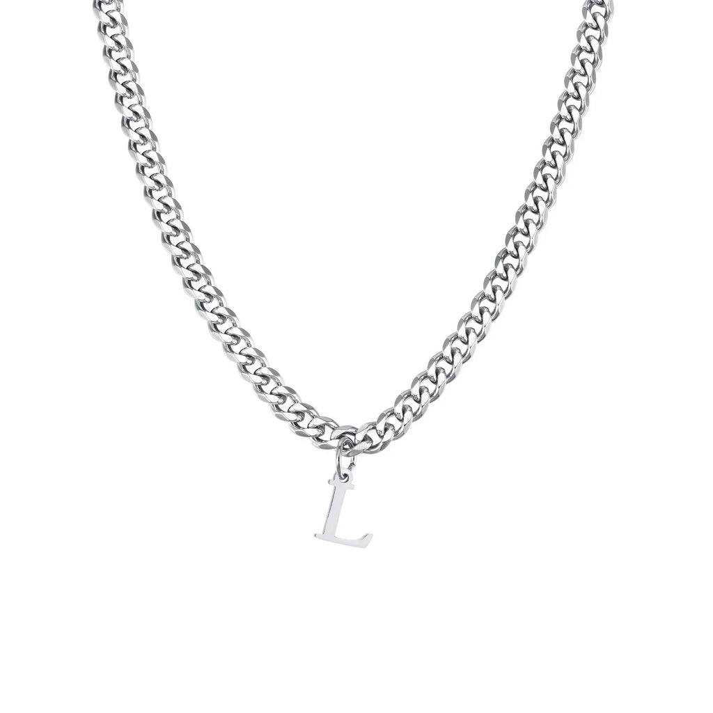 Herrhalsband med personligt initialhänge l 