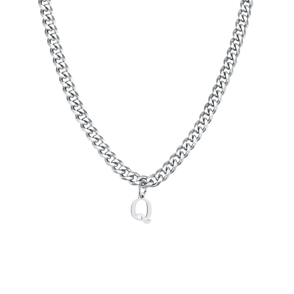 Herrhalsband med personligt initialhänge q