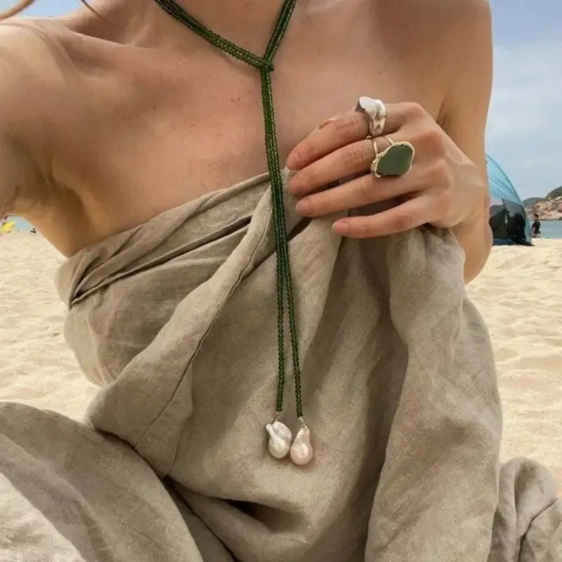 Collier de Charme avec perles vert