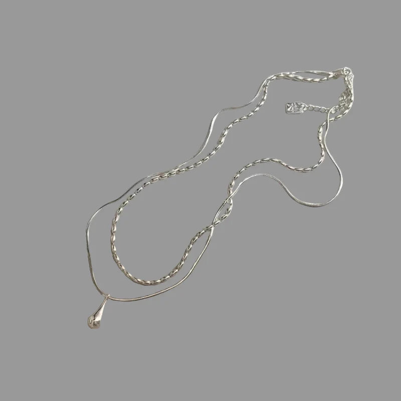 Collier Double avec Pendentif Goutte d'Eau