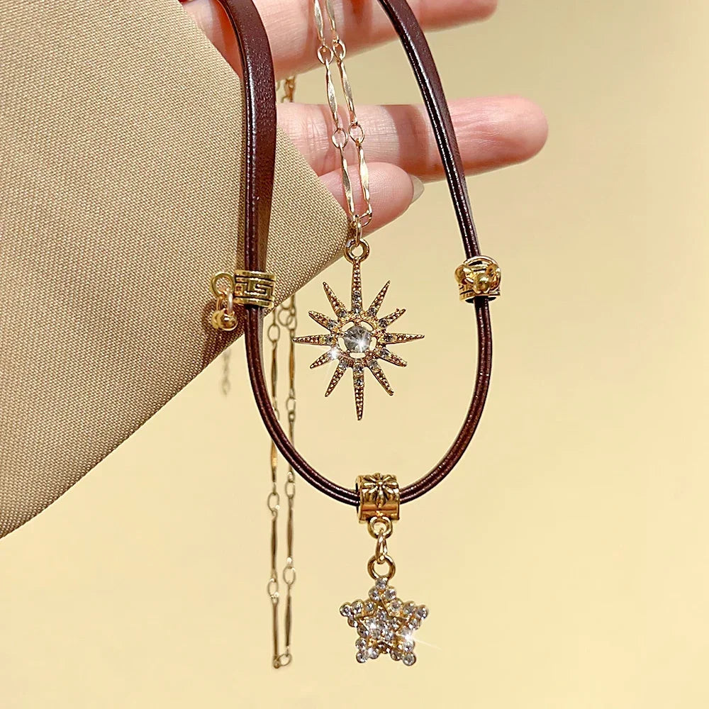 Collier Double Pendentif Soleil