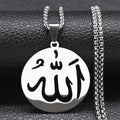 Dlouhý náhrdelník s přívěskem Allah islám muslimský pro muže nebo ženy stříbrný