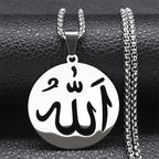 Dlouhý náhrdelník s přívěskem Allah islám muslimský pro muže nebo ženy stříbrný