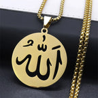 Dlouhý náhrdelník s přívěskem Allah islám muslimský pro muže nebo ženy zlatý 