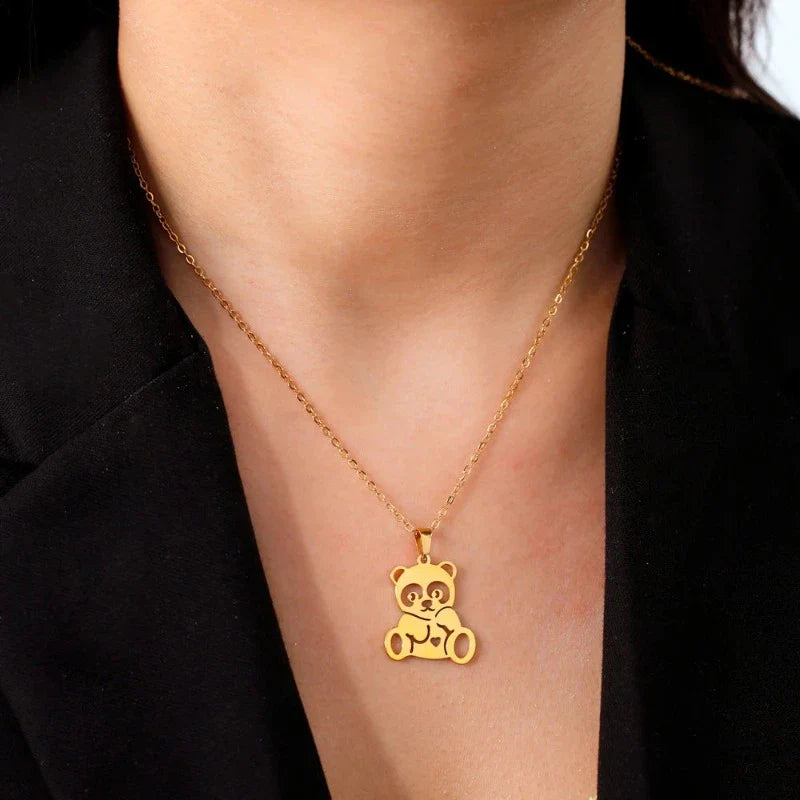 Sød Panda Halskæde Guld