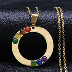 Halskæde Vedhæng 7 Chakras Hellige Blomst Naturlige Sten Kæde Herre Dame 3 guld