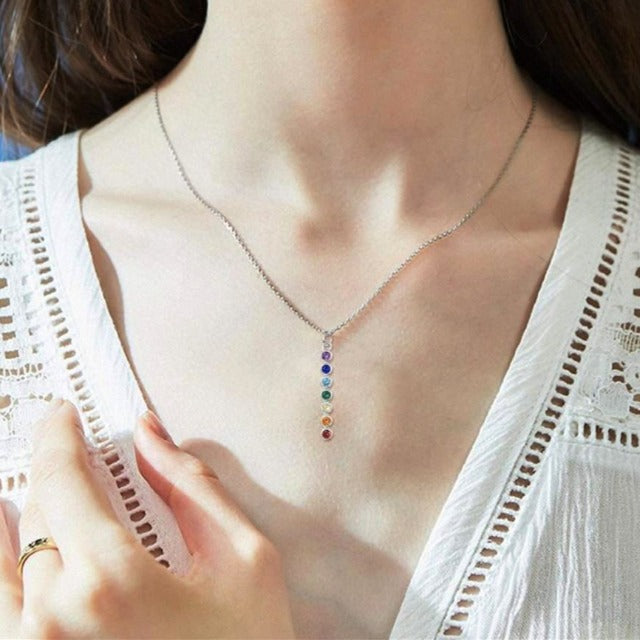 Halskæde Vedhæng 7 Chakra Naturlige Sten Kæde Herre Dame