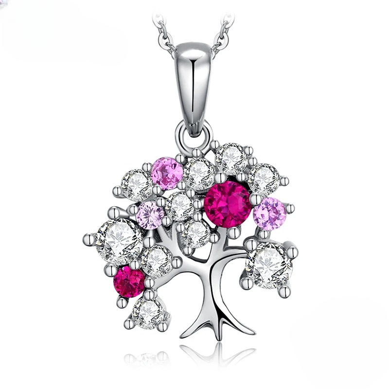 Collier Pendentif Arbre de Vie avec Pierres pour Femme