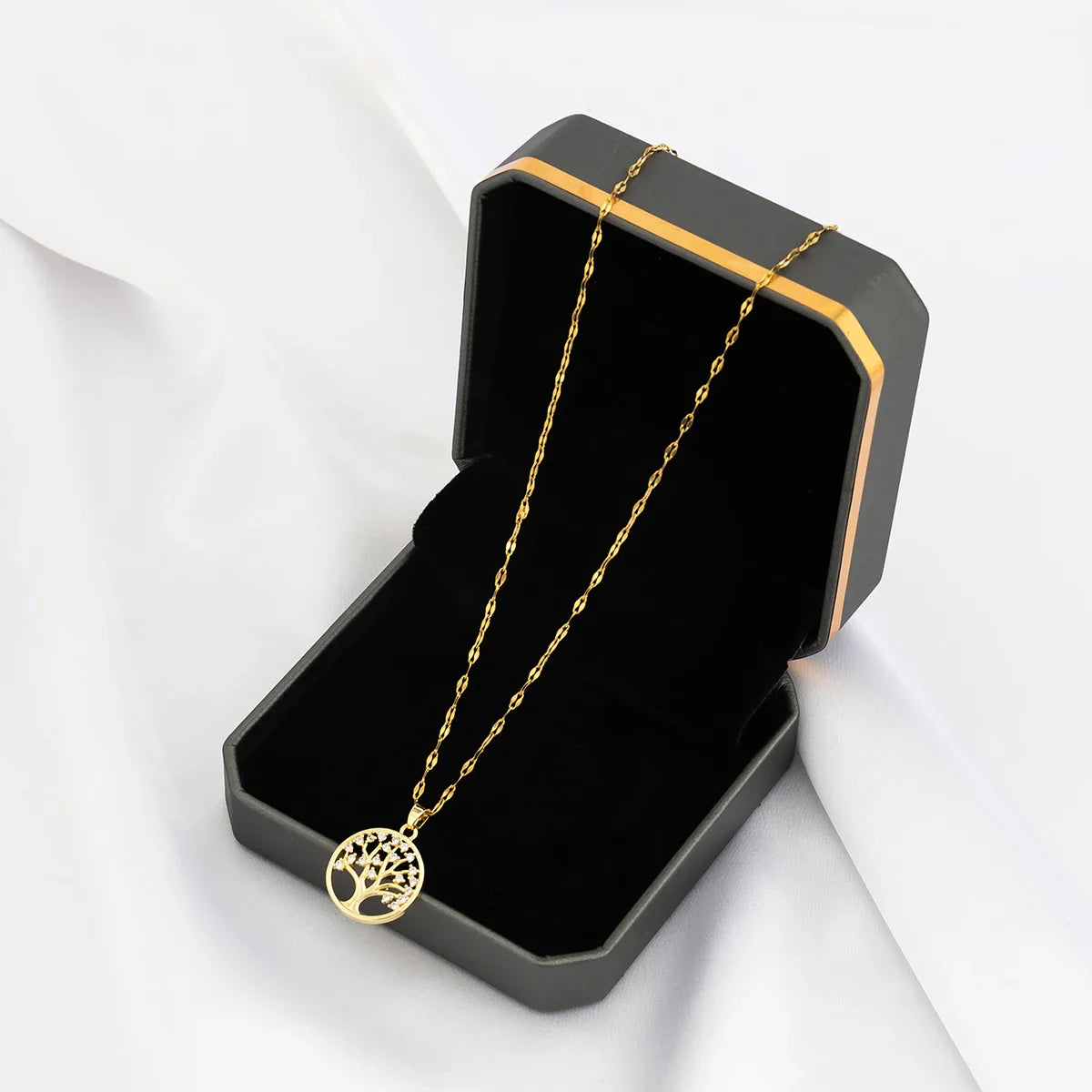 Livets Træ Vedhæng Halskæde med Krystal