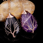 Halskjede med anheng kule naturlig stein livets tre