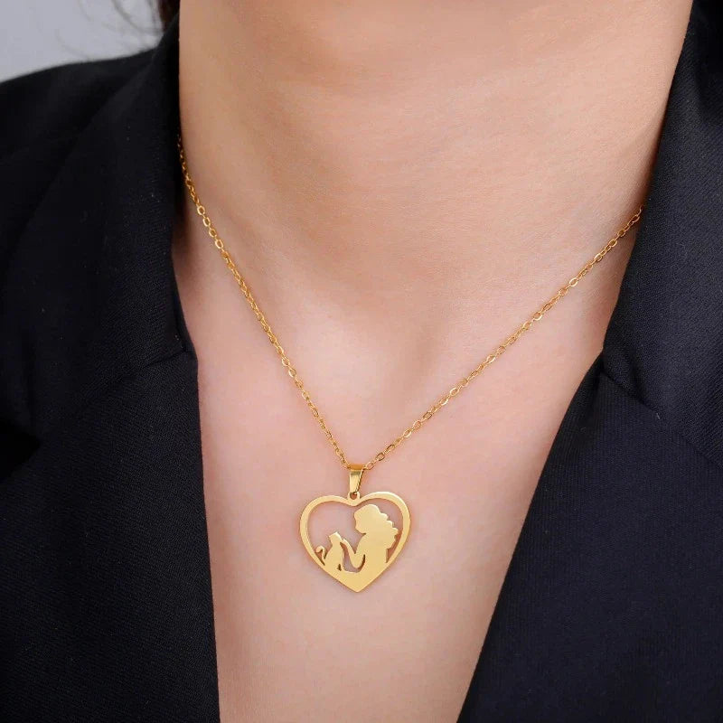 Halskæde med kattevedhæng & ejer guld