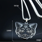 Náhrdelník s přívěskem Černá kočka Pentagram Čarodějnictví Wicca