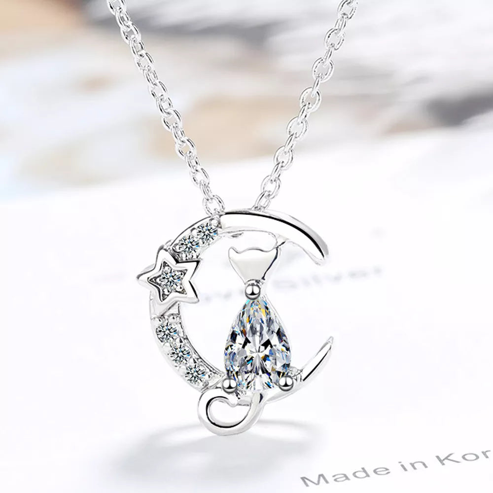 Halskæde Vedhæng Kat Zirkonium Sølv