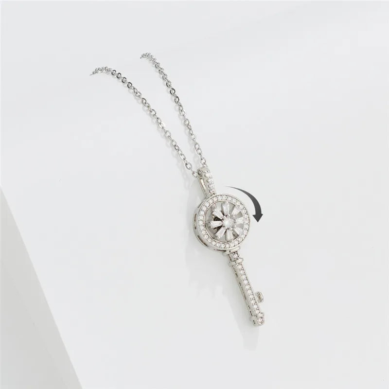 Collier Pendentif Clef Tournant Anti-Stress argent