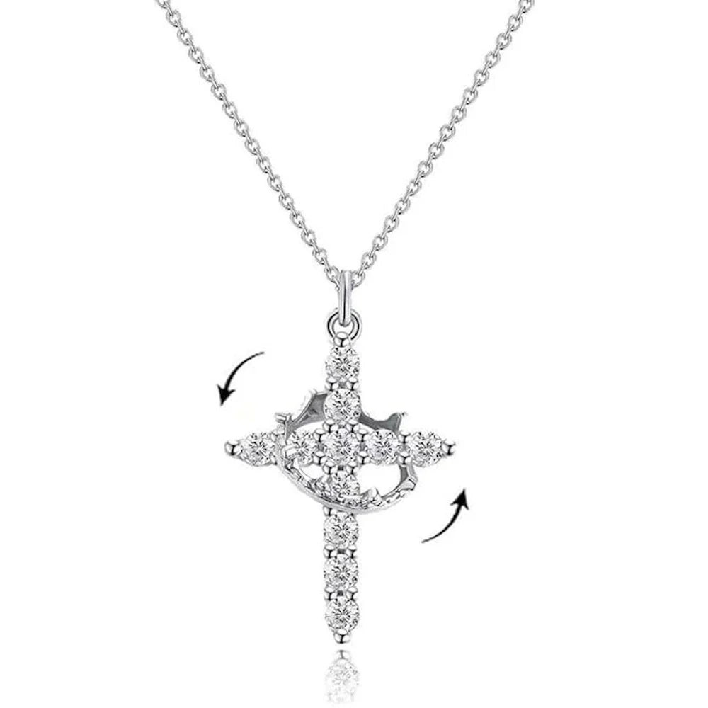Collier Pendentif Croix & Couronne argent