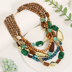 Perle og grøn træ vedhæng halskæde
