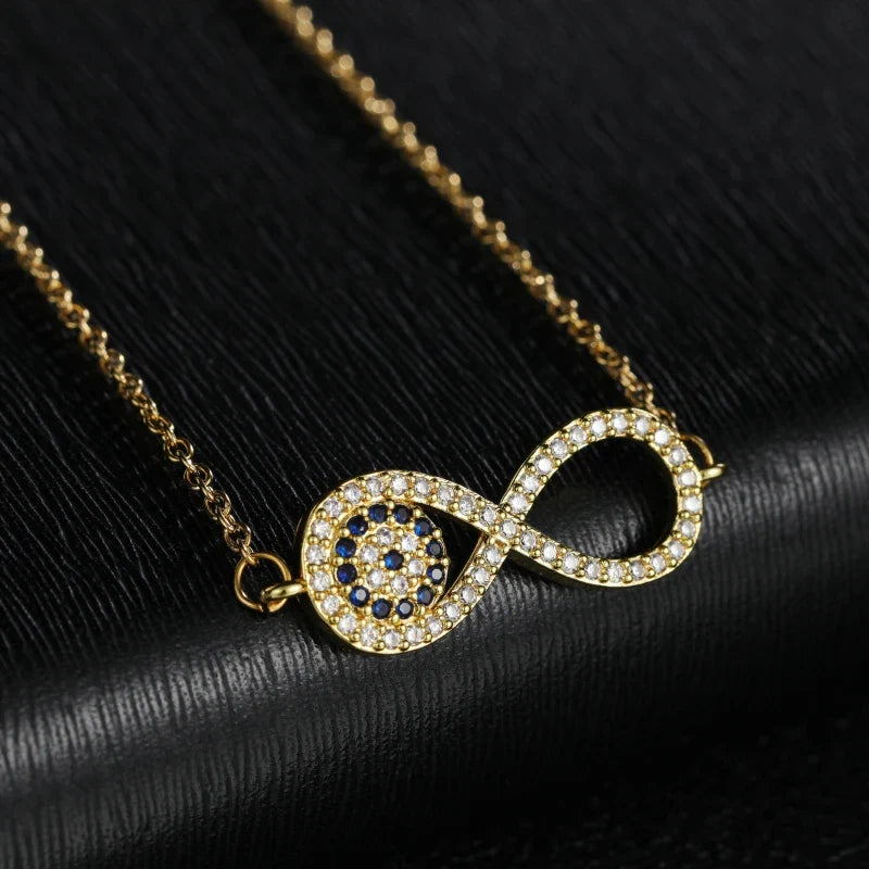 Collier Pendentif en Zircon Symbole Infini