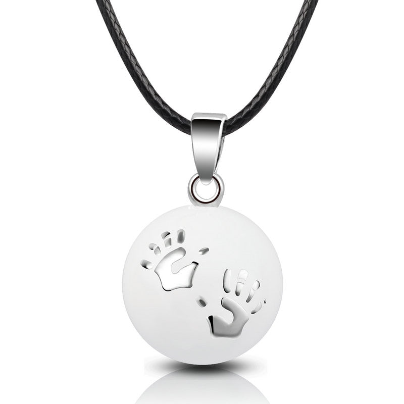 Collier Pendentif Femme Enceinte Bola de Grossesse pieds argentés
