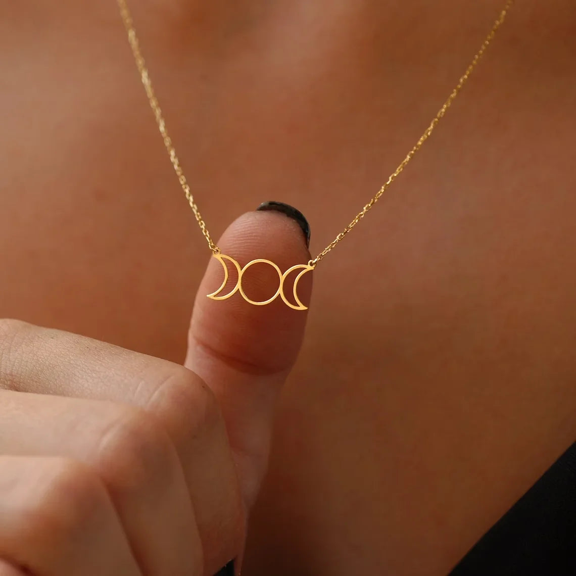 Halskæde Vedhæng Kvinde Triple Måne Trolddom Wiccan