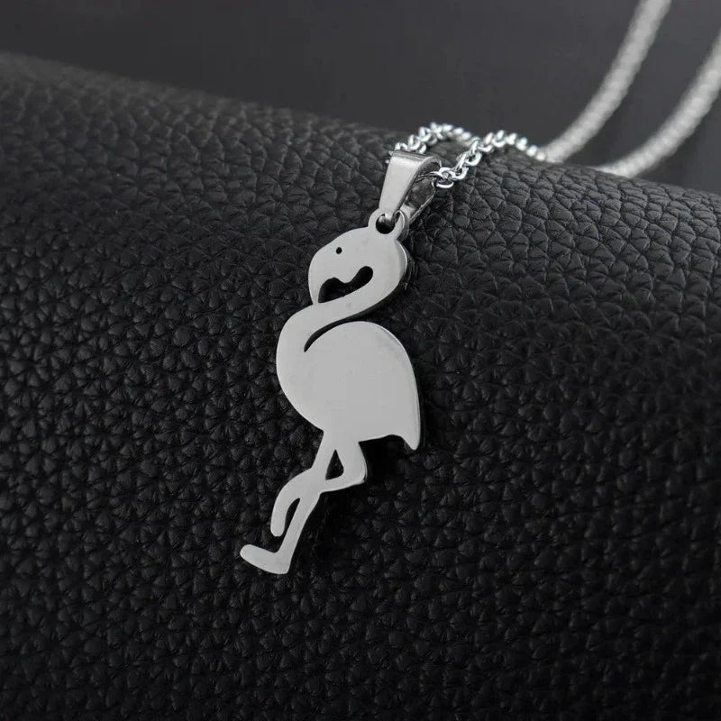 Majestætisk Flamingo Halskæde i Sølv