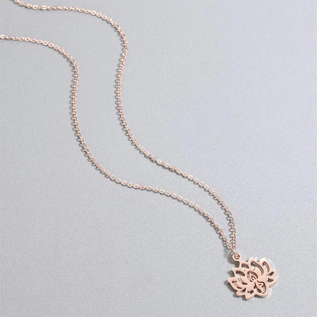Collier Pendentif Fleur de Lotus Femme or rose