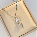 Halskæde med drejelig solsikkeblomst vedhæng, antistress sølv