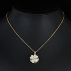 Halskæde med drejelig blomst vedhæng i zircon guld anti-stress